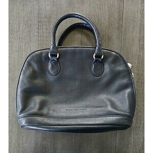 Stone Mountain Dark Blue Black Leather Sachel Handbag